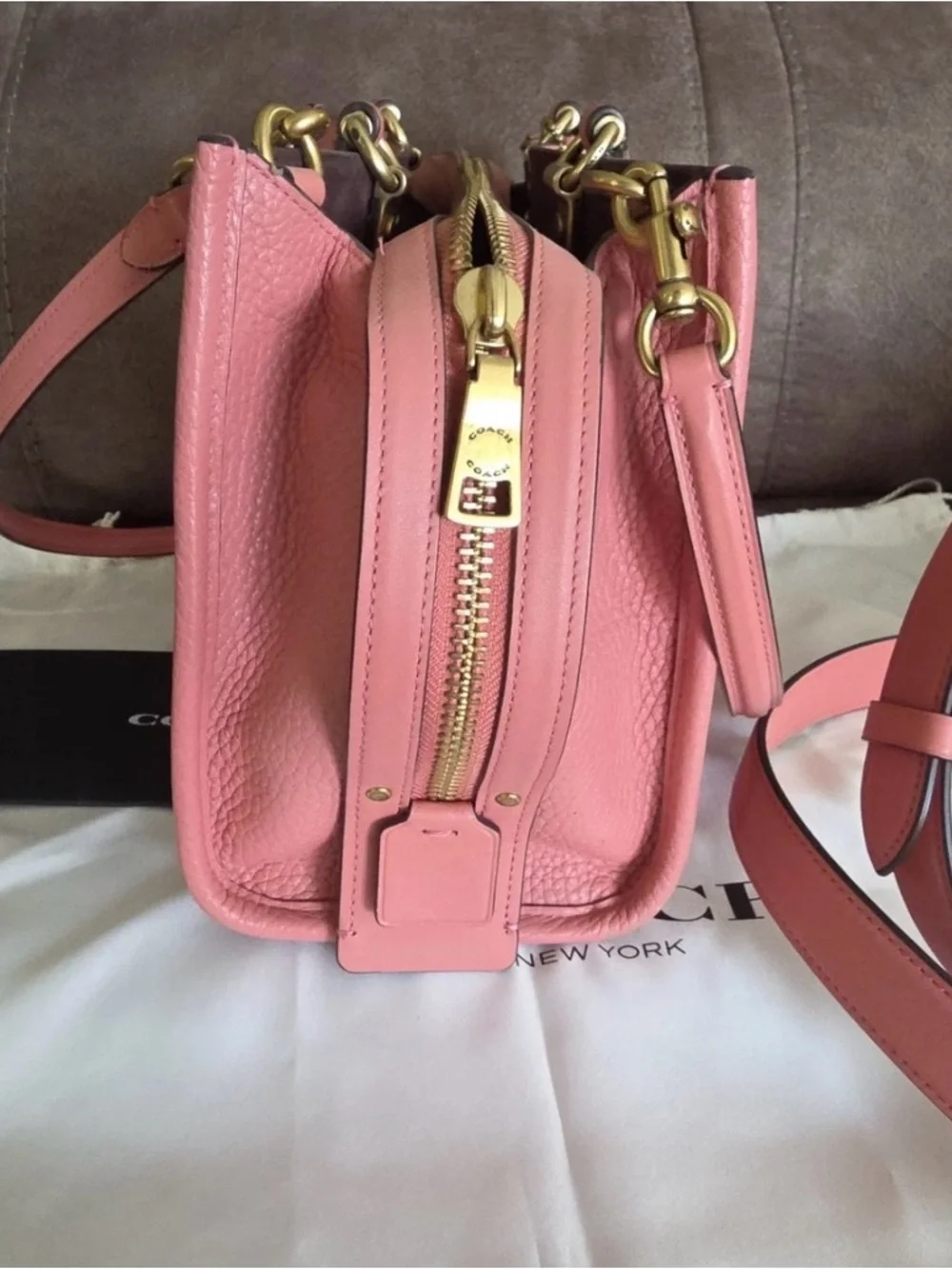 Coach Pink Pebbled Leather Shoulder Satchel
